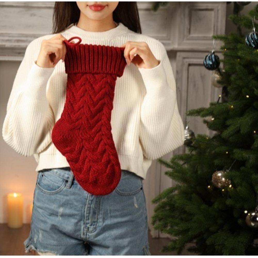 Knitted Christmas Gift Candy Bag Fluffy Soft Christmas Decorations  Festive Supplies