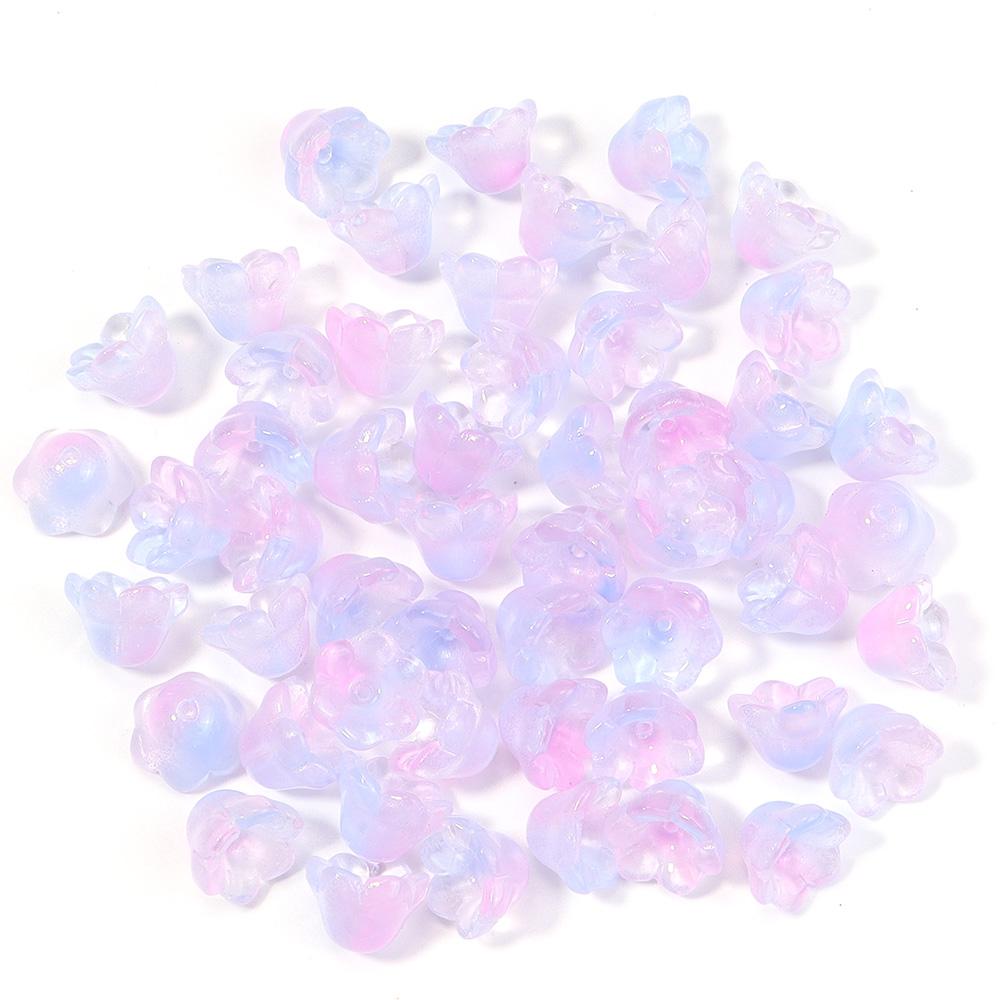 50pcs/lot Lily of The Valley Flower Shape Glass Beads Colorful Lampwork Beads For DIY Crafts Jewelry Making Accessories