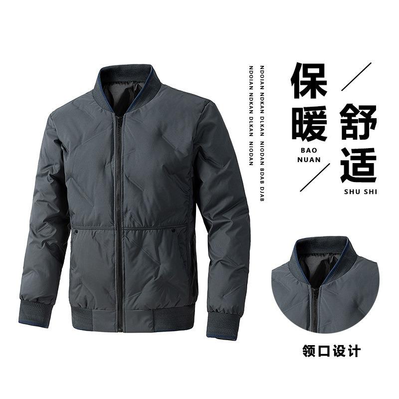 New down cotton clothes men's large size winter thickened warm bread clothes short baseball collar jacket trendy