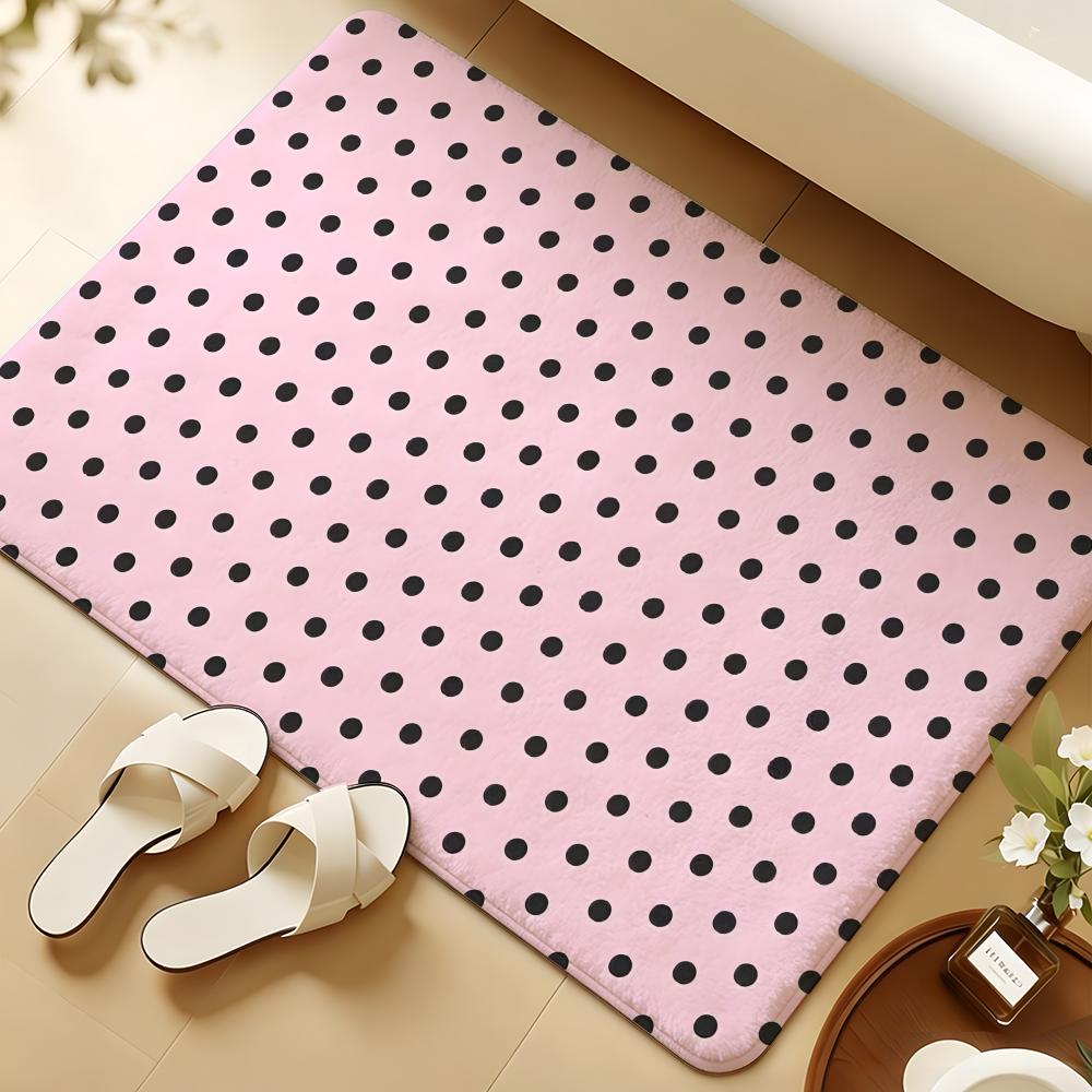 Dot Pattern Floor Mat Soft Flannel Rug Non-Slip Absorbent Mat For Bathroom Bedroom Home Decor