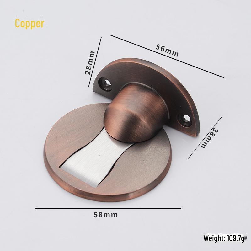 Zinc Alloy Punch-Free Magnetic Floor Doorstop - Silent & Invisible Design