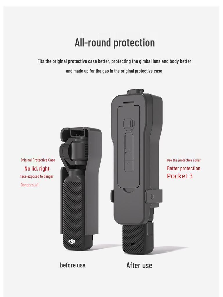 DJI Pocket 3 Magnetic Lens Flip Cover & Screen Protector Accessory for OSMO Action Camera