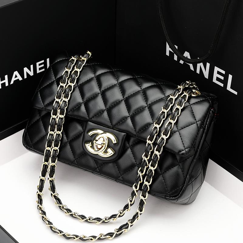 Leather Women's Bag Rhombus Chain Bag 2 New High-end Underarm Bag Fashionable Shoulder Messenger Bag
