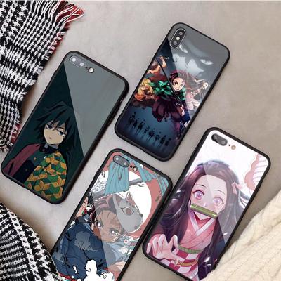 Demon Slayer Tempered Glass Phone Case For Iphone 12 11 Pro Max 5 6 7 8 PLUS X XS XR XSMax Shell 12Pro Cover Shell