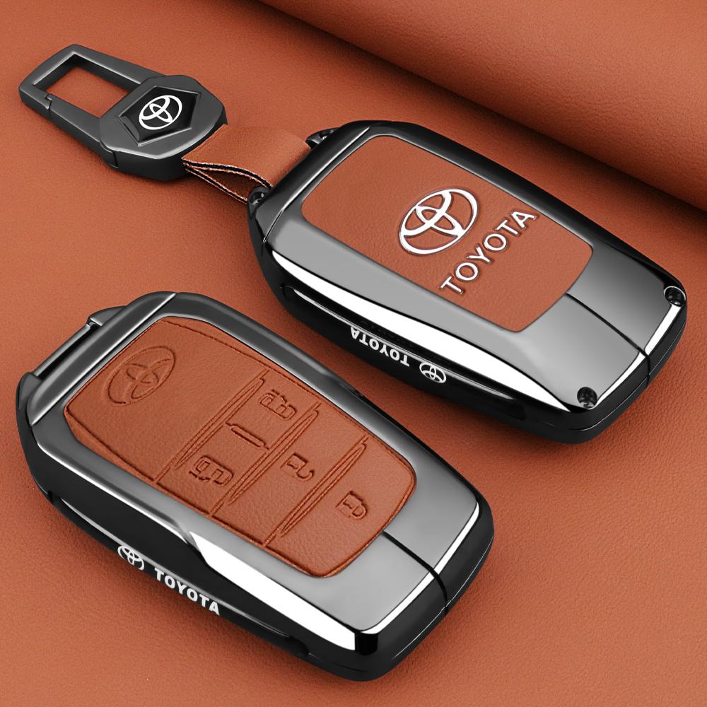 Leather Car Key Fob Case Cover Shell for Toyota Tacoma Fortuner Corolla Venza Grand Highlander RAV4 XSE Prime Land Cruiser Hilux