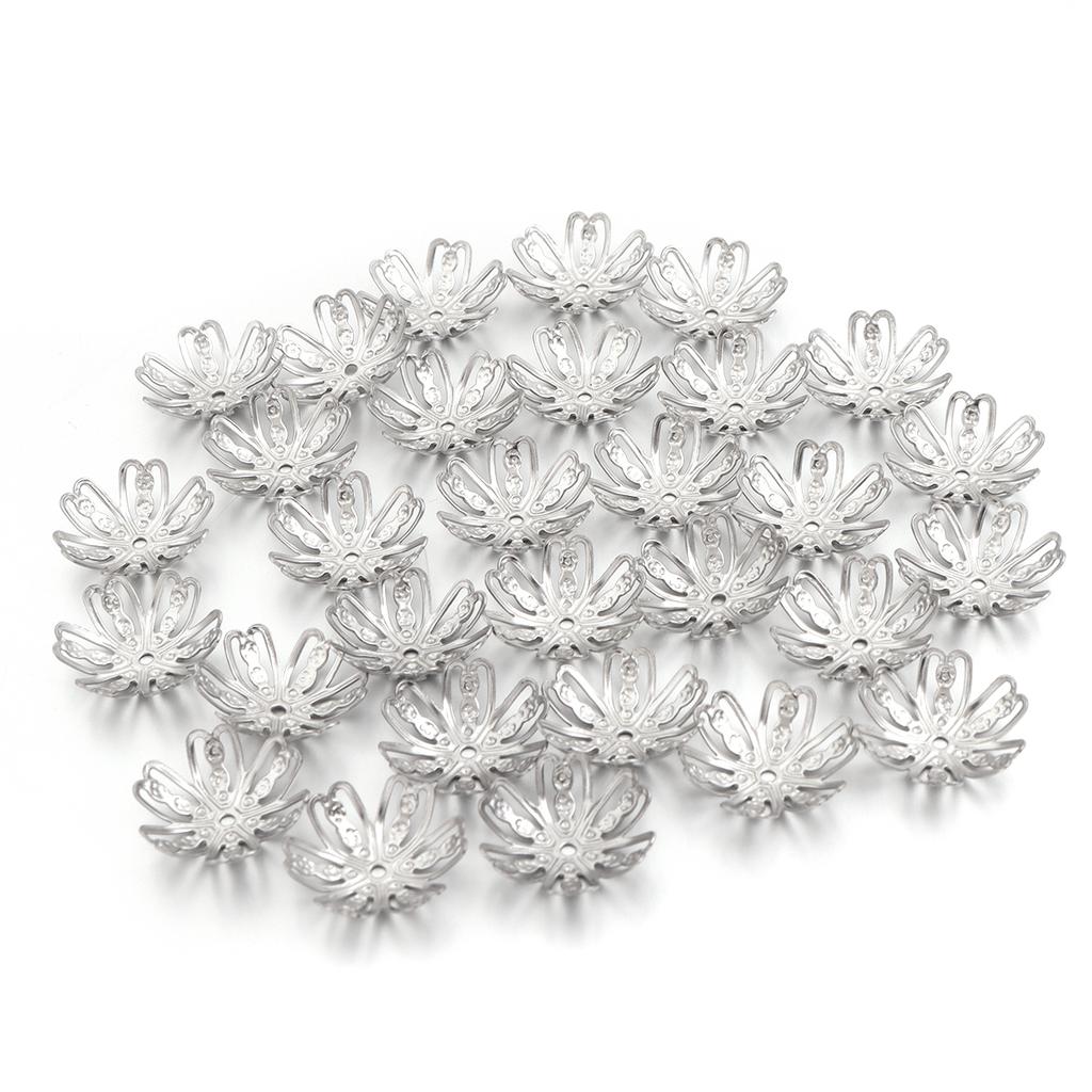 30pcs Vintage Stainless Steel Bead Caps Flower Bead End Caps For Jewelry Making DIY Necklace Bracelet Earrings Spacer Bead Caps