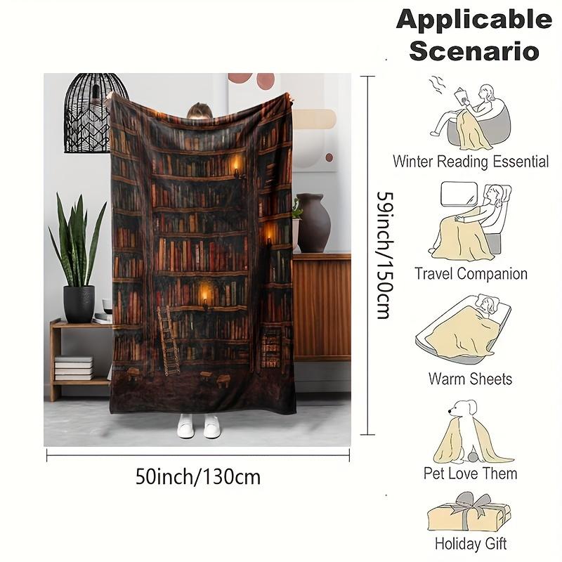 Coperta con Stampa Artistica Vintage 'Bookish Reading' - Morbida Coperta Multiuso per Tutte le Stagioni per Divano, Letto, Ufficio e Regalo per Amanti dei Libri