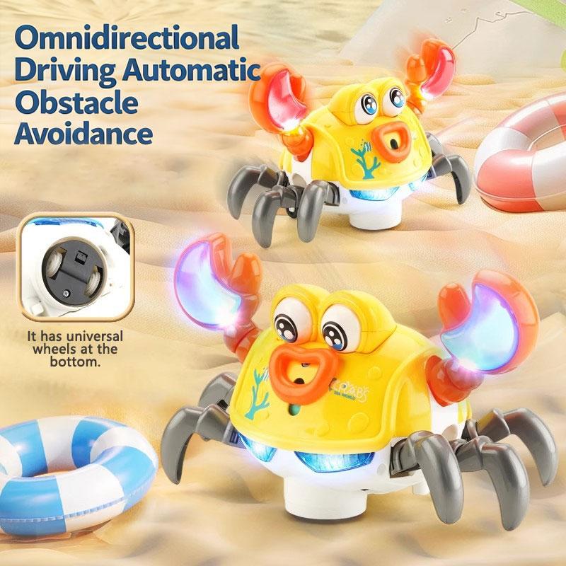 Elektrisches Omnidirektionales Cartoon Krabbenspielzeug für Babys mit LED-Lichtern Musik Bionische Bewegungen Pädagogisches Spaßgeschenk