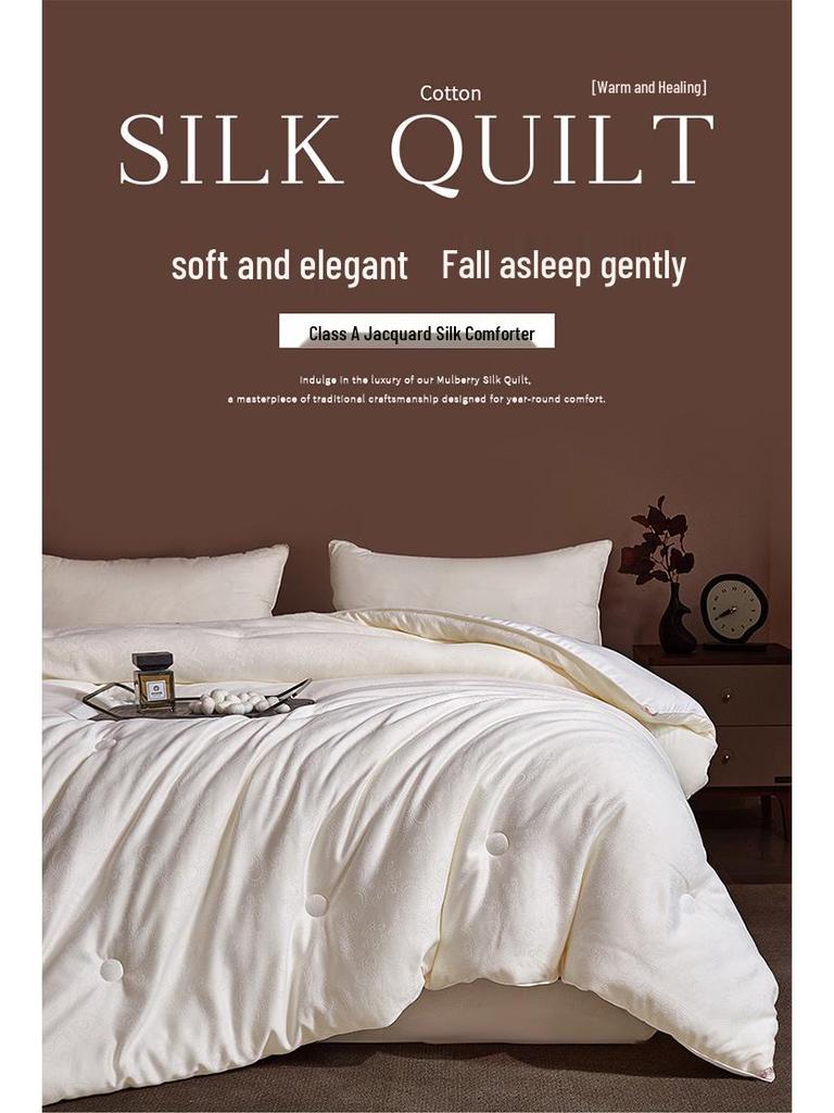 All-Cotton Thickened Mulberry Silk Quilt - Warm, Breathable, Jacquard Satin for All Seasons