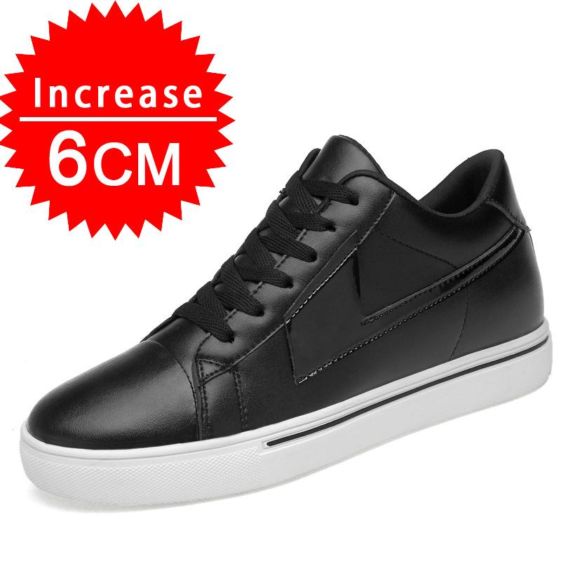 Adidași Bărbați Pantofi cu Înălțător Branț pentru Mărirea Înălțimii 8cm Alb Negru Pantofi Mai Înalți Bărbați Modă Casual Piele Sport Mărimi Mari 44