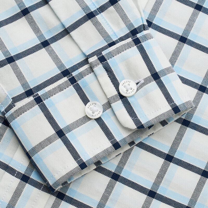 HAZZYS Men's Plaid Oxford Long Sleeve Shirt