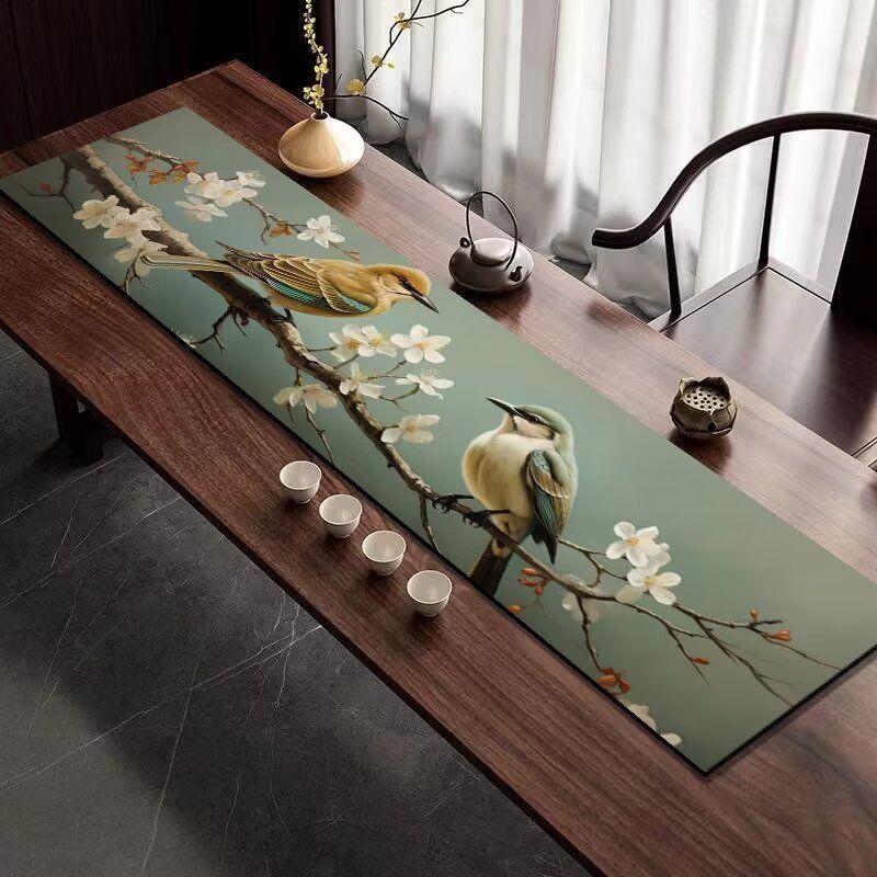 Diatomaceous Earth Tea Table Mat, Chinese-Style Absorbent Tabletop Mat, Quick-Drying Rectangular Protective Mat, Tea Towel Mat