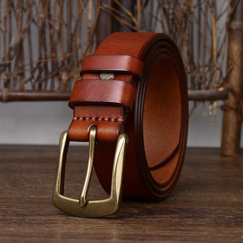 Gürtel Herren Verdickt Koreanischer Stil Schlicht und Lässig Leder Dornschließe Reines Rindsleder Jugend Business Gürtel