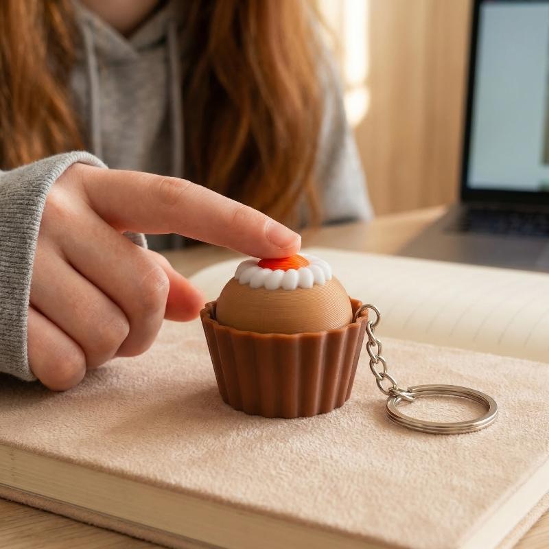Cartoon Simulated Dessert Stress Relief Pass The Time Clicker Toys Pendant Decompression Keychain Backpack Decor Accessories