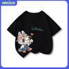 UMICO Boys and Girls T-shirt with Cute Cartoon Labubu Print Round Neck Top Comfortable and Soft