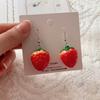 Fashion Strawberry Pendant Necklace Earring Sweet Clavicle Chain Simple Choker 3D Fruit Dangle Earring Statement Jewelry