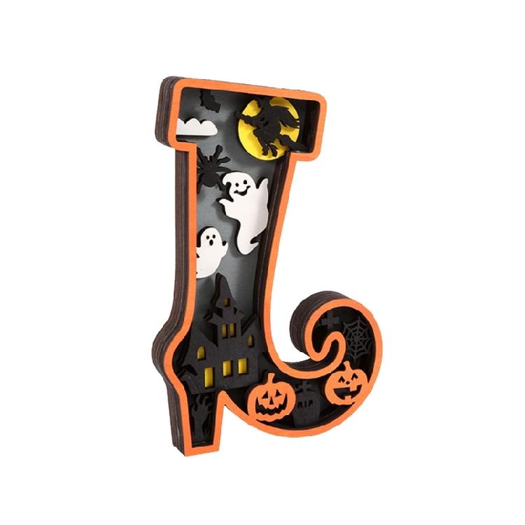 Children's Halloween Countdown Advent Calendar with LED Light for Home Decors Daily Changeable Wall Decors for Kids