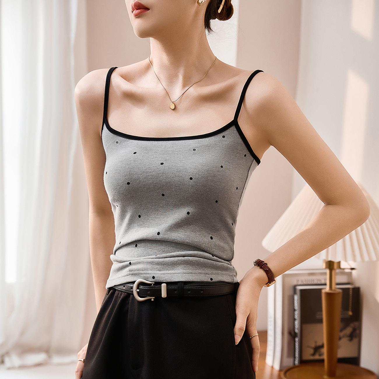

Мягкий жилет на подтяжках из модального хлопка в горошек для женщин, летний новый облегающий комплект нижнего белья 2XL серый