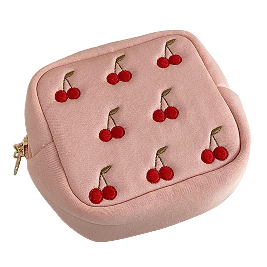 Cherry Cosmetic Bag Advanced Sense Simple Portable Large-Capacity Color Cosmetic Storage Bag Female Cherry Wash Bag
