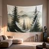 Foggy Forest Scene Tapestry  Mountain Pine Tree Design Nature Landscape Wall Hanging for Bedroom or Dorm Decor