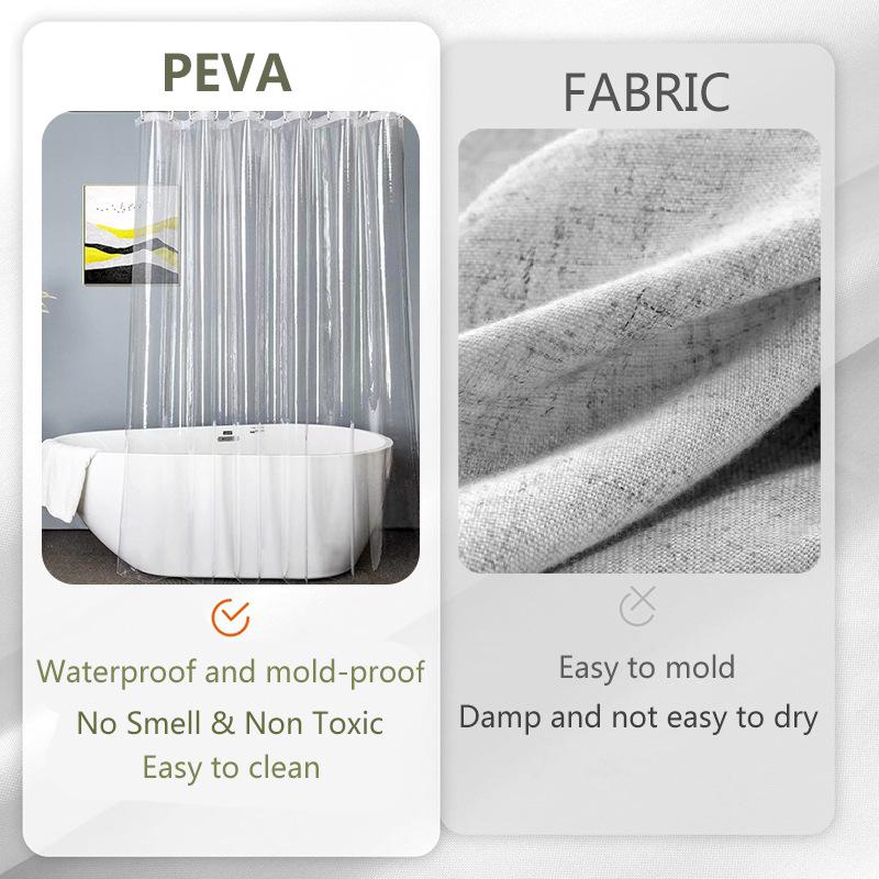 PEVA Waterproof Shower Curtain - Thickened, No-Punch, Simple Partition for Bathroom or Dormitory