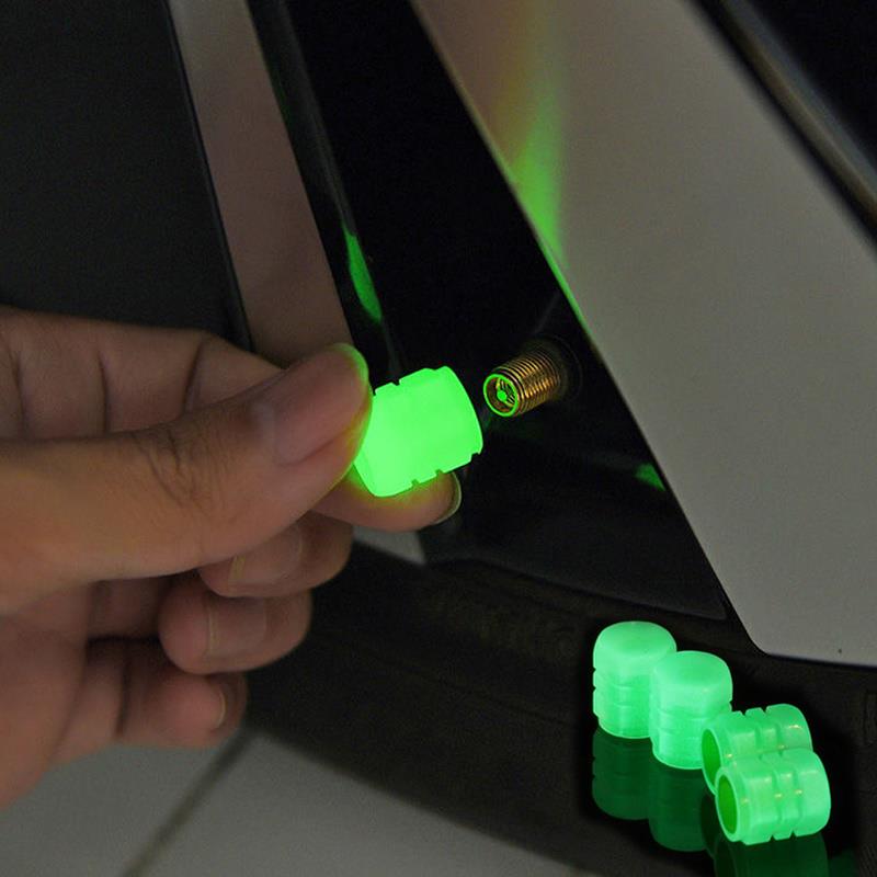 Purple and Green Luminous Tire Valve Caps for Car Motorcycle Bike Tyre Hub Glowing Cap Dustproof Nozzles Cover Car Accessories Valve Stems 1