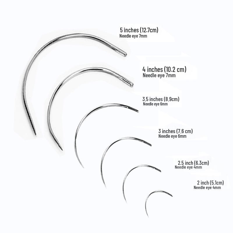 Curved Needle Hand-Sewn Leather Repair Tool for Upholstery and Fur