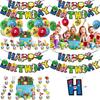 Super Mario Birthday Party Decoration Set Cartoon Themed Flags And Cake Toppers