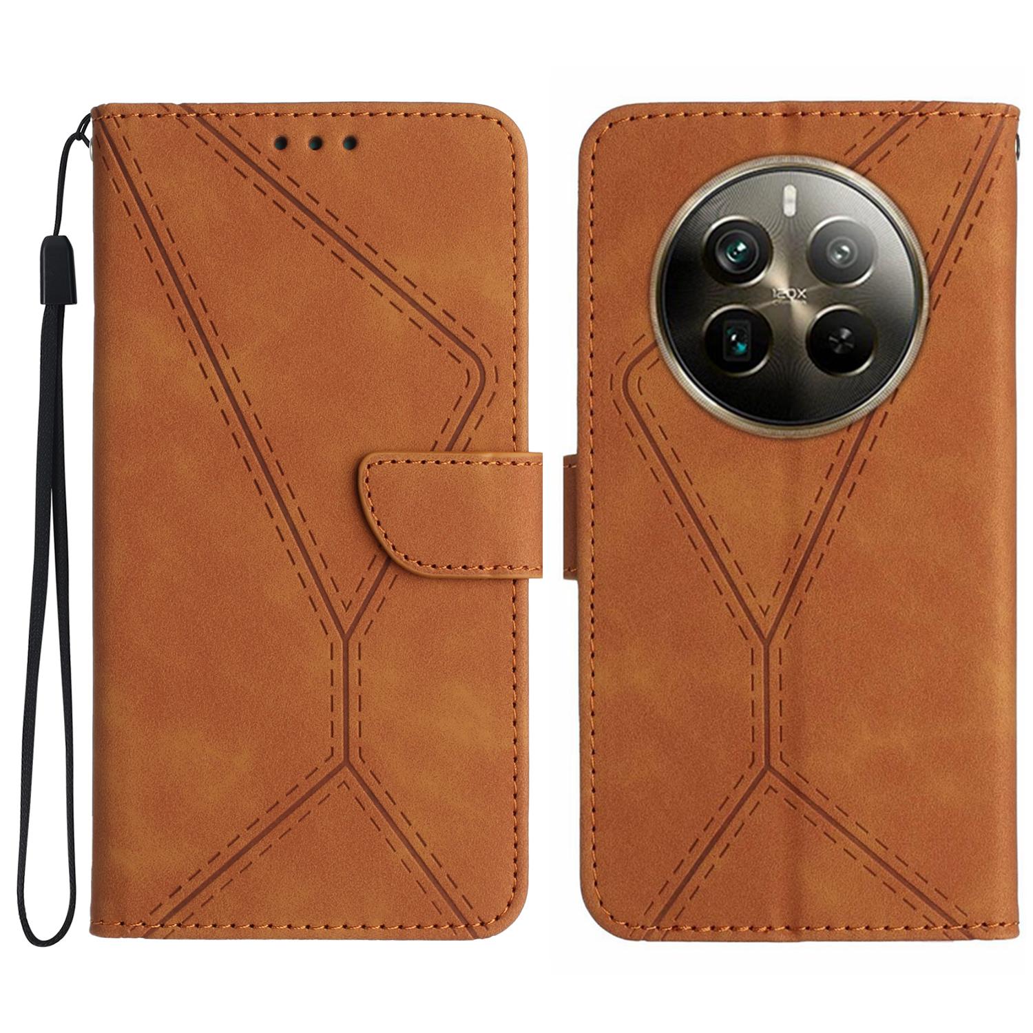 

HT05 Для Realme 12 Pro 5G/12 Pro+ 5G Чехол Кожаный флип-чехол для телефона с кошельком Brown