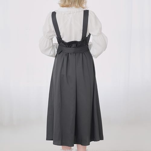 [Yumetembo] Jumper Skirt, Front Button Jumper Skirt Dress, Long, Navy