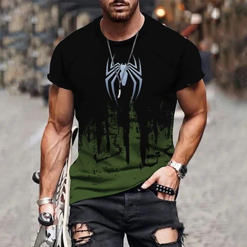 

Новый летний мужской паук узор Hd 3d принт круглый вырез короткий рукав модный повседневный свободный удобный большой размер дышащий топ 8XL