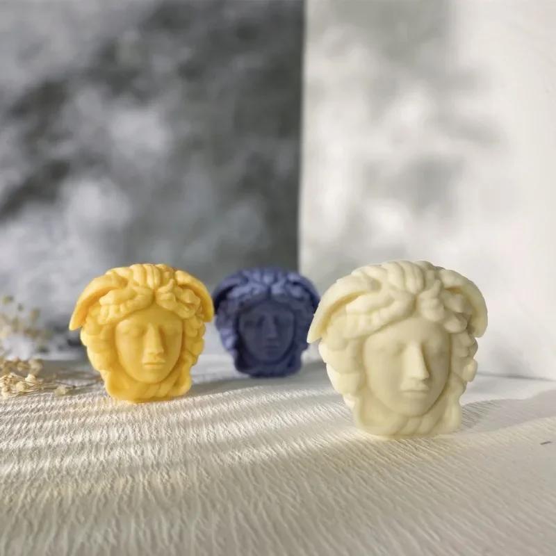 2D Medusa Head Silicone Candle Mold DIY Greek Figure Sculpture Plaster Crystal Resin Casting Molds Hand Soap Making Tools