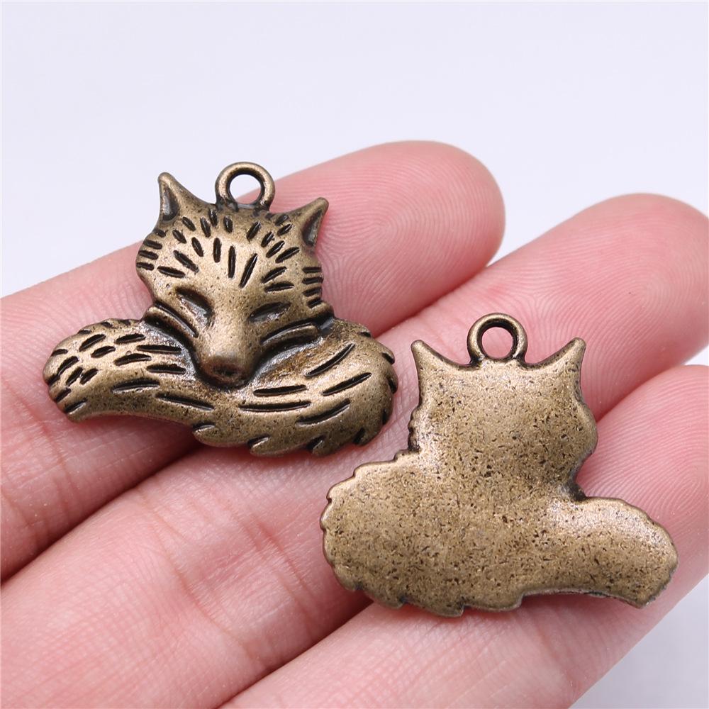 10pcs Charms Animal Fox Antique Bronze Plated Antique Silver Color Pendants DIY Crafts Making Findings Handmade Tibetan Jewelry