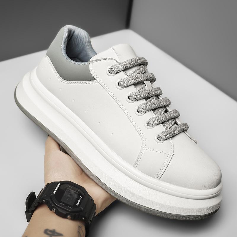 Autumn and Winter New Thick-soled Heightening Solid-color Board Shoes Light Luxury Versatile Sports and Leisure Shoes Men's