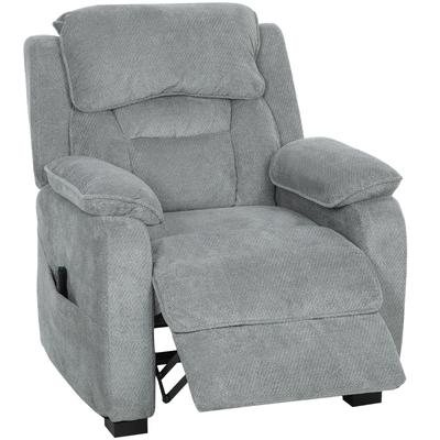 150 Degrees Reclining Armchair Velvet Effect with Footrest, Remote Control and Side Pocket, 96x90x103 Cm, Grey