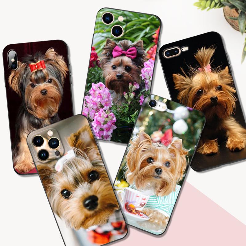 

Black tpu case for iphone 5 5s se 2020 6 6s 7 8 plus x 10 XR XS 11 12 13 mini pro MAX back cover Yorkshire Terrier Dog iphone X XS