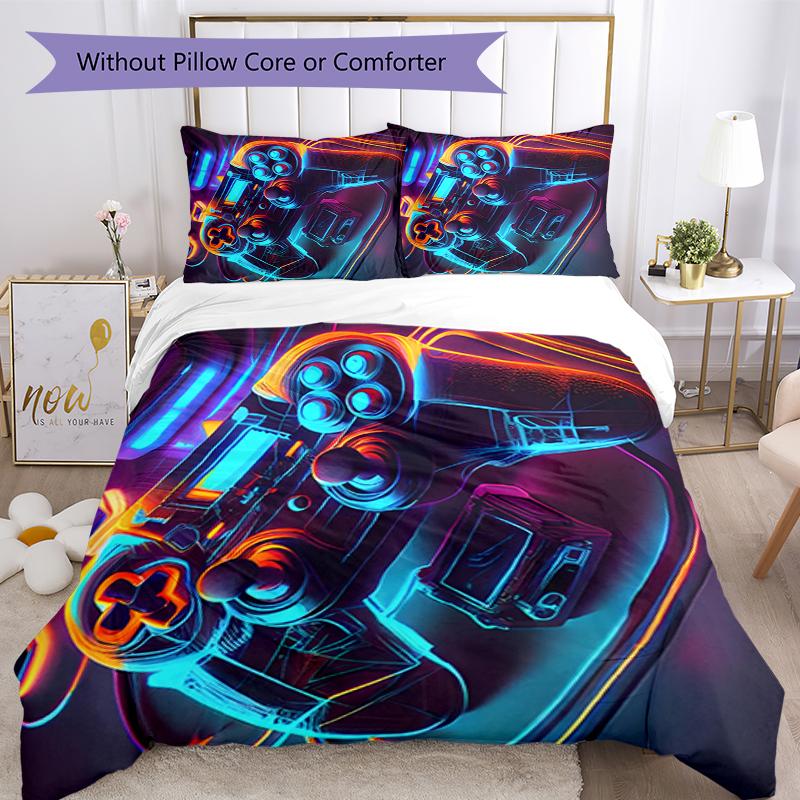 3pcs Game Controller Bedding Set Duvet Cover Closure Includes 1 Duvet Cover & 2 Pillowcases, Soft and Comfortable for All Seasons.