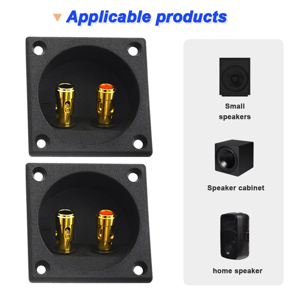Xiatiaosann Speaker Box Terminal Round Push Spring Double Binding Post Speaker Terminal with Subwoofer Basket Closed Screw Type Banana Screws Cups,