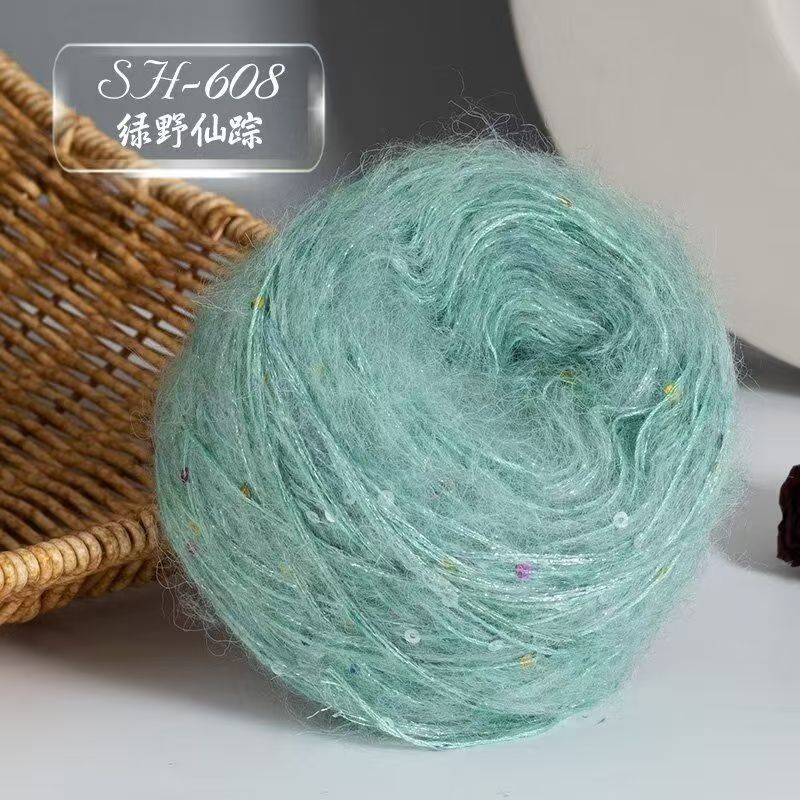 50g Big Sequins, Mohair Wool, Super Soft Yarn, Hat, Sweater, Scarf, Hand Woven DIY Shawl, Wand, Needle DIY Knitting&Crocheting