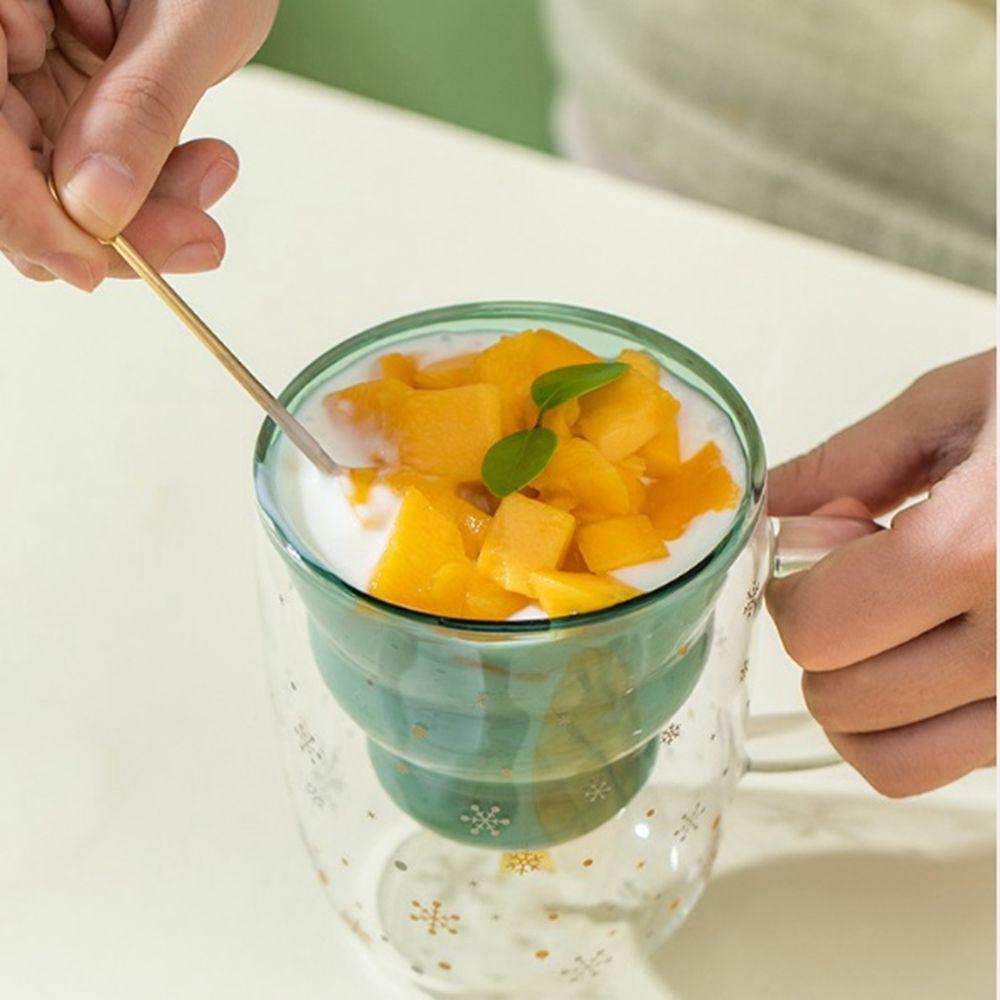 Drinkware Double Layered Christmas Tree Snowflake Glass Cup Glass Mug Milk Cup Christmas Gifts