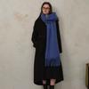 Homemade classic blended solid color fringed scarf women's winter warm atmosphere couple thick shawl scarf