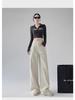 Women's White High-Waisted Wide-Leg Jeans: Autumn/Winter Retro American Style Loose Fit.