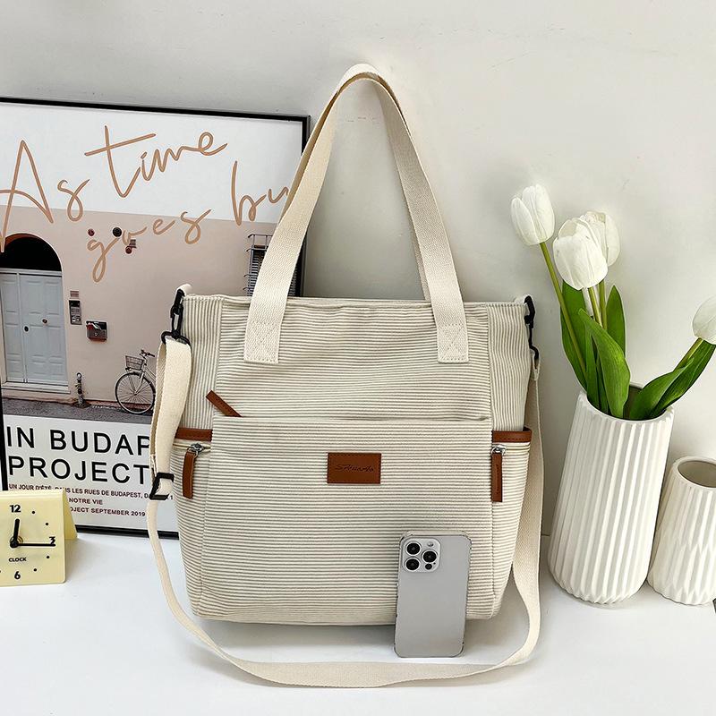 

Large capacity corduroy tote bag women s fashion shoulder underarm bag student school bag simple messenger bag белый