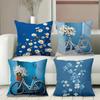 Pieces  Floral  Bicycle Farmhouse Pillow Covers Polyester Sofa Decorative Cushion Cov Headboard Pillow (Without Pillow Core