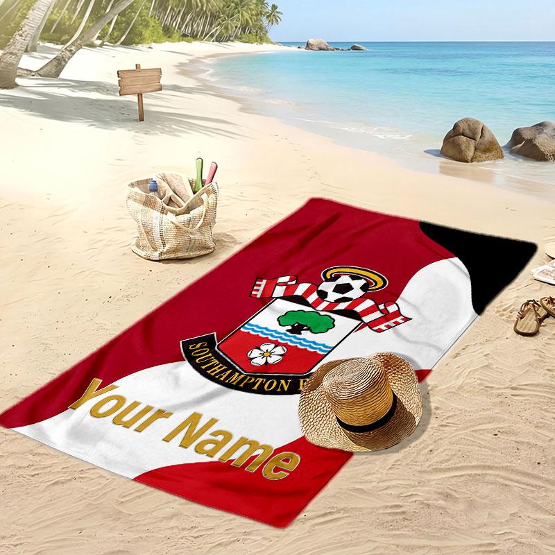Asciugamano da Spiaggia Stampato Personalizzato Southampton FC Logo Calcio Supporto Nome Personalizzato Testo Asciugamano Assorbente Per Sport Viaggio Regalo Speciale