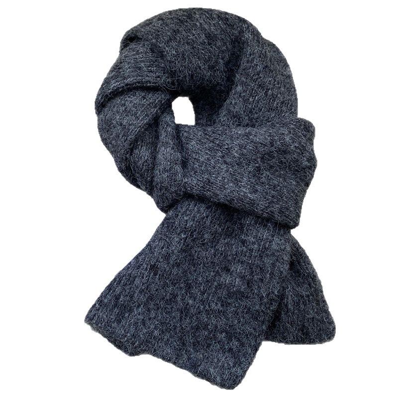 Korean Version Ins Colorful Knitted Scarf for Women Winter Wool Solid Color Student Warm Woolen Scarf for Male Couple