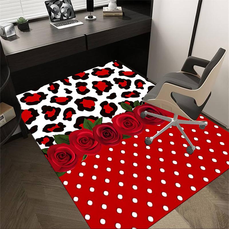 1 Stück Leopardenmuster Rosen Extra Groß Rutschfester Boden Teppich, Büro, Familie, Schlafzimmer Großer Bereichsteppich Innen Teppiche, Lebendige Farben