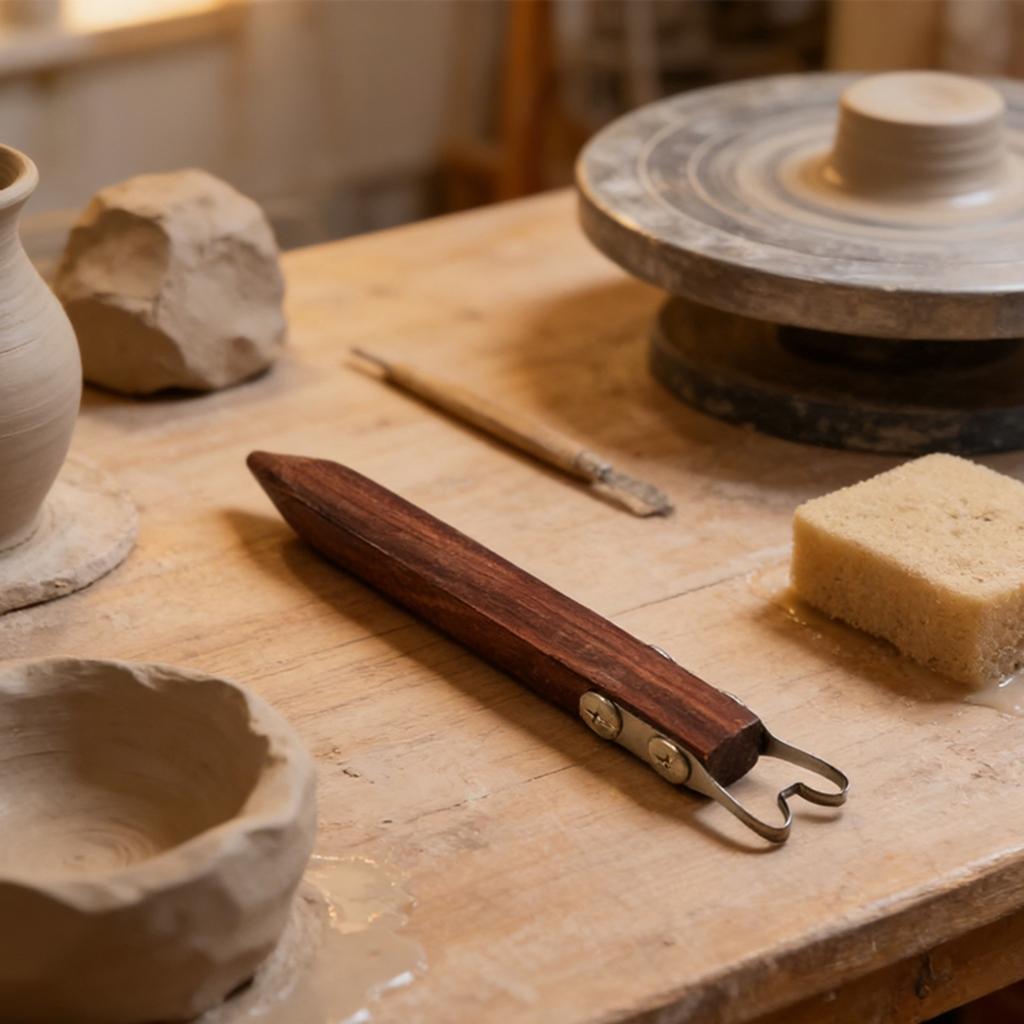 Künstlerische Keramikbasis-Finisher Holz & Metall Handgefertigtes Keramik-Verzierwerkzeug zum Perfektionieren von Tonkreationen & Skulpturen