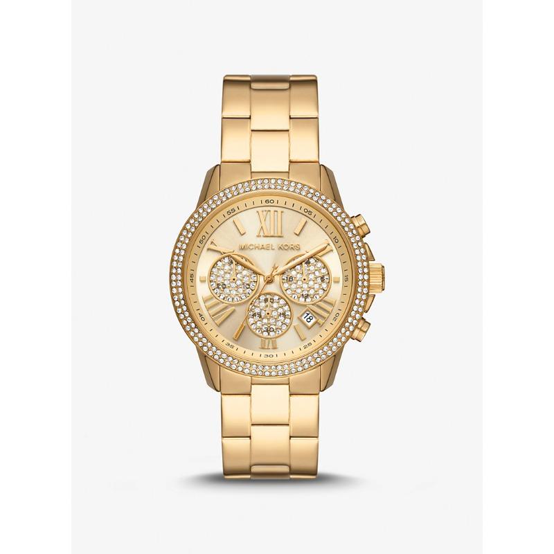 Большие женские часы Michael Kors Bryn с паве, золотистого тона, MK7199 золотой