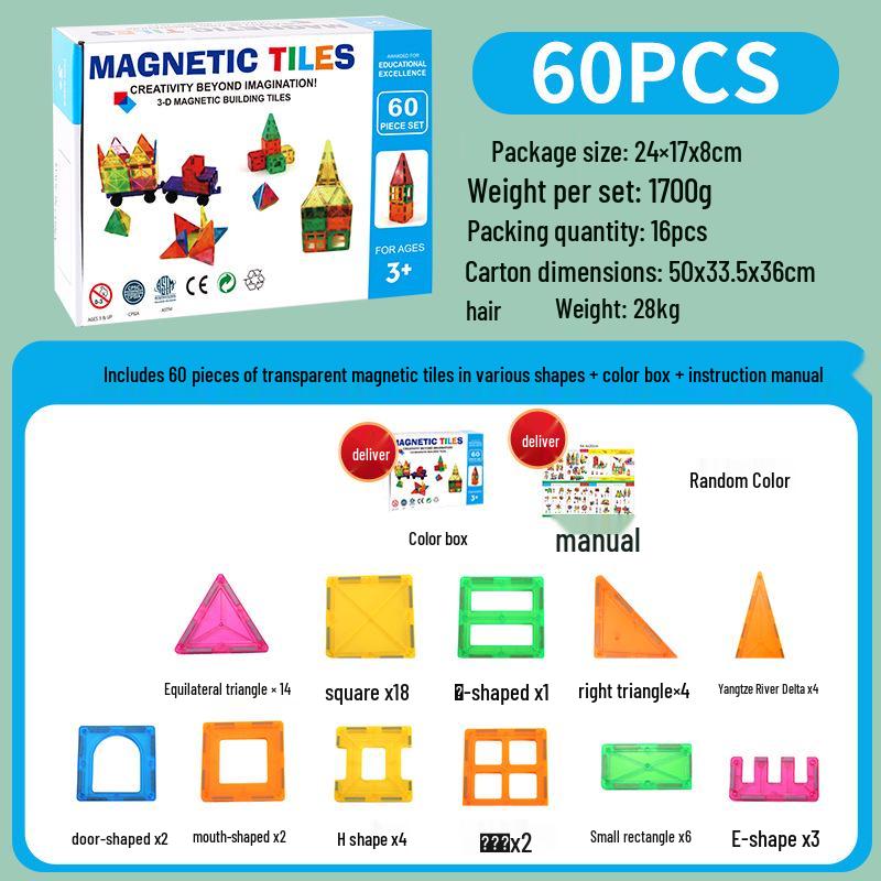 Colorful Stained Glass Magnetic Building Blocks for Children - Strong Magnetic Toy Pieces